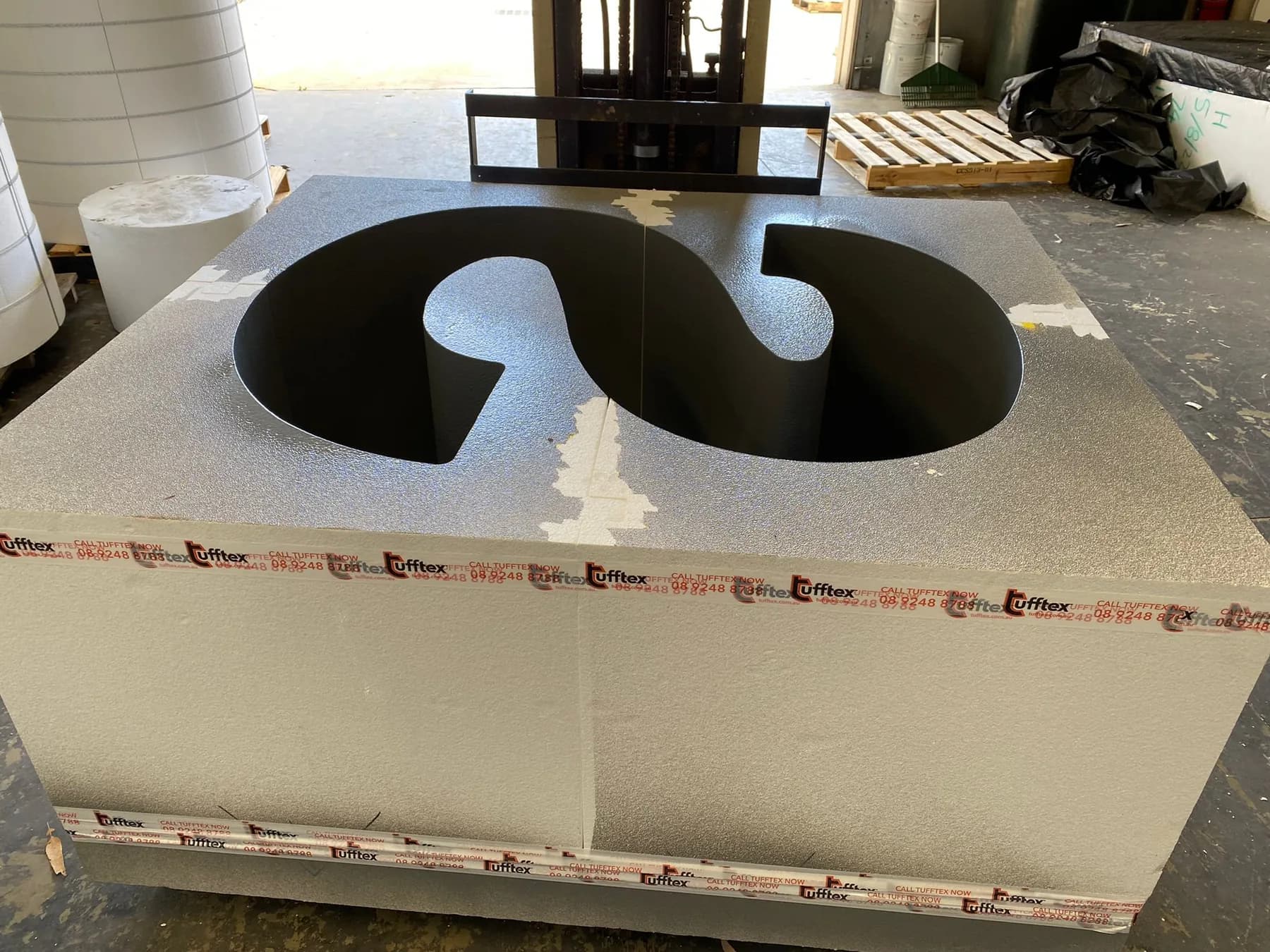 Curved negative mould pattern cut into EPS
