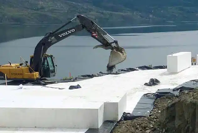 Geofoam blocks on a civil works site